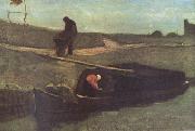 Vincent Van Gogh Peat Boat with Two Figures (nn04) oil